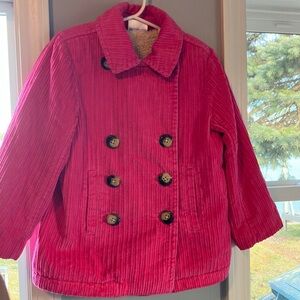 Hanna Andersson Kids Pink Corduroy Jacket Sherpa Lined Sz 140 US 5 ButtonUp coat